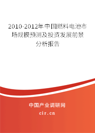 2010-2012年中國燃料電池市場規(guī)模預測及投資發(fā)展前景分析報告