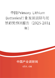 中國Primary Lithium Batteries行業(yè)發(fā)展調(diào)研與前景趨勢預測報告（2025-2031年）