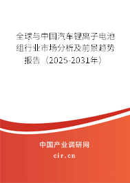 全球與中國(guó)汽車鋰離子電池組行業(yè)市場(chǎng)分析及前景趨勢(shì)報(bào)告（2025-2031年）
