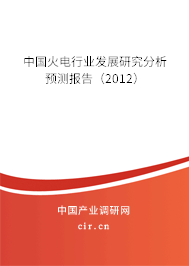 中國(guó)火電行業(yè)發(fā)展研究分析預(yù)測(cè)報(bào)告（2012）