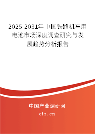 2025-2031年中國鐵路機車用電池市場深度調(diào)查研究與發(fā)展趨勢分析報告