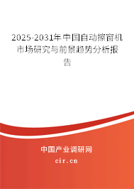 2025-2031年中國自動擦窗機市場研究與前景趨勢分析報告