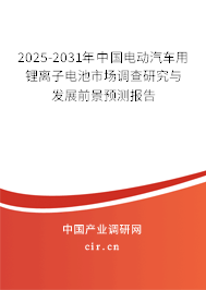 2025-2031年中國電動汽車用鋰離子電池市場調(diào)查研究與發(fā)展前景預(yù)測報告