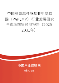 中國多氨基多醚基亞甲基膦酸（PAPEMP）行業(yè)發(fā)展研究與市場前景預測報告（2025-2031年）
