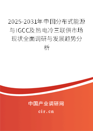 2025-2031年中國分布式能源與IGCC及熱電冷三聯(lián)供市場現(xiàn)狀全面調研與發(fā)展趨勢分析