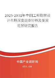 2025-2031年中國工程勘察設計市場深度調(diào)查分析及發(fā)展前景研究報告