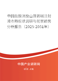 中國鹽酸消旋山莨菪堿注射液市場現(xiàn)狀調研與前景趨勢分析報告（2025-2031年）