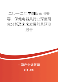 二〇一二年中國版家用美容、保健電器具行業(yè)深度研究分析及未來發(fā)展前景預(yù)測(cè)報(bào)告