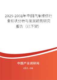 2025-2031年中國汽車維修行業(yè)現(xiàn)狀分析與發(fā)展趨勢研究報告（已下架）