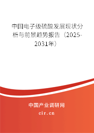 中國電子級硫酸發(fā)展現(xiàn)狀分析與前景趨勢報告（2025-2031年）