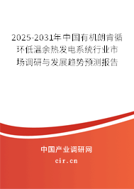 2025-2031年中國有機朗肯循環(huán)低溫余熱發(fā)電系統(tǒng)行業(yè)市場調(diào)研與發(fā)展趨勢預(yù)測報告