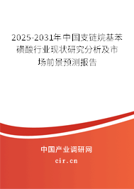 2025-2031年中國支鏈烷基苯磺酸行業(yè)現(xiàn)狀研究分析及市場前景預測報告