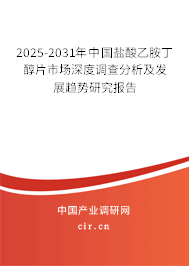 2025-2031年中國鹽酸乙胺丁醇片市場深度調(diào)查分析及發(fā)展趨勢研究報告