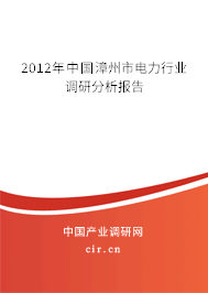 2012年中國漳州市電力行業(yè)調(diào)研分析報告