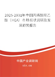 2025-2031年中國(guó)丙烯酸羥乙酯（HEA）市場(chǎng)現(xiàn)狀調(diào)研及發(fā)展趨勢(shì)報(bào)告