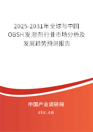 2025-2031年全球與中國(guó)OBSH發(fā)泡劑行業(yè)市場(chǎng)分析及發(fā)展趨勢(shì)預(yù)測(cè)報(bào)告