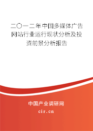 二〇一二年中國多媒體廣告網(wǎng)站行業(yè)運(yùn)行現(xiàn)狀分析及投資前景分析報告