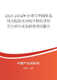 2025-2031年全球與中國(guó)單晶硅太陽(yáng)能電池板市場(chǎng)現(xiàn)狀研究分析與發(fā)展趨勢(shì)預(yù)測(cè)報(bào)告