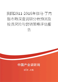 我國2011-2016年伽馬-丁內(nèi)酯市場深度調(diào)研分析預(yù)測及投資風(fēng)險與營銷策略評估報告