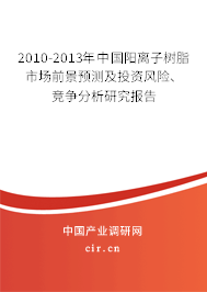 2010-2013年中國陽離子樹脂市場前景預(yù)測及投資風(fēng)險、競爭分析研究報告