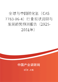 全球與中國(guó)硫化氫（CAS 7783-06-4）行業(yè)現(xiàn)狀調(diào)研與發(fā)展趨勢(shì)預(yù)測(cè)報(bào)告（2025-2031年）