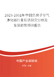 2025-2031年中國負離子空氣凈化器行業(yè)現(xiàn)狀研究分析及發(fā)展趨勢預測報告
