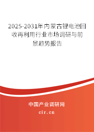 2025-2031年內(nèi)蒙古鋰電池回收再利用行業(yè)市場調(diào)研與前景趨勢報告