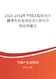 2025-2031年中國太陽能電力推進系統發(fā)展現狀分析與市場前景報告