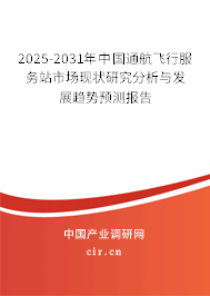 2025-2031年中國通航飛行服務(wù)站市場現(xiàn)狀研究分析與發(fā)展趨勢預(yù)測報告