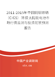 2011-2015年中國(guó)銅銦鎵硒（CIGS）薄膜太陽(yáng)能電池市場(chǎng)行情監(jiān)測(cè)與投資前景預(yù)測(cè)報(bào)告