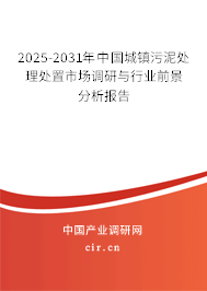2025-2031年中國(guó)城鎮(zhèn)污泥處理處置市場(chǎng)調(diào)研與行業(yè)前景分析報(bào)告
