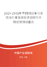 2025-2031年中國機動車污染防治行業(yè)發(fā)展現(xiàn)狀調(diào)研與市場前景預(yù)測報告
