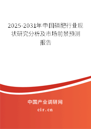2025-2031年中國磷肥行業(yè)現(xiàn)狀研究分析及市場前景預(yù)測報告