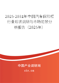 2025-2031年中國汽車保險杠行業(yè)現(xiàn)狀調(diào)研與市場前景分析報告（2025年）