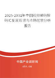 2025-2031年中國視頻編碼解碼IC發(fā)展現(xiàn)狀與市場前景分析報告