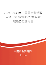 2024-2030年中國(guó)固定型鉛蓄電池市場(chǎng)現(xiàn)狀研究分析與發(fā)展趨勢(shì)預(yù)測(cè)報(bào)告