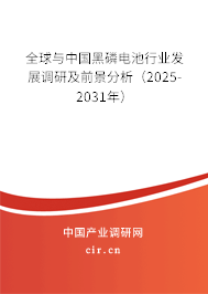 全球與中國黑磷電池行業(yè)發(fā)展調(diào)研及前景分析（2025-2031年）
