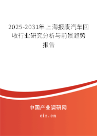 2025-2031年上海報廢汽車回收行業(yè)研究分析與前景趨勢報告