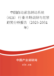 中國自動緊急制動系統(tǒng)（AEB）行業(yè)市場調(diào)研與前景趨勢分析報告（2025-2031年）