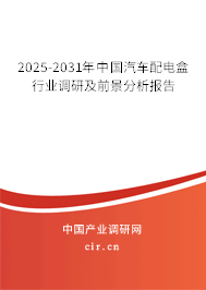 2025-2031年中國汽車配電盒行業(yè)調(diào)研及前景分析報告