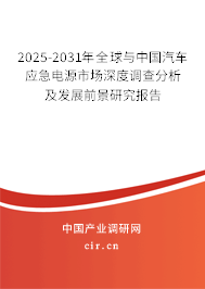 2025-2031年全球與中國汽車應(yīng)急電源市場深度調(diào)查分析及發(fā)展前景研究報(bào)告