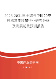 2025-2031年全球與中國20英尺標準集裝箱行業(yè)研究分析及發(fā)展前景預測報告
