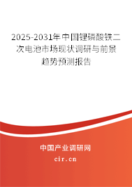 2025-2031年中國(guó)鋰磷酸鐵二次電池市場(chǎng)現(xiàn)狀調(diào)研與前景趨勢(shì)預(yù)測(cè)報(bào)告