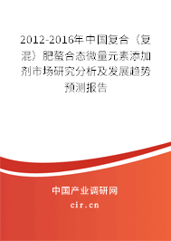 2012-2016年中國復(fù)合（復(fù)混）肥螯合態(tài)微量元素添加劑市場研究分析及發(fā)展趨勢預(yù)測報告