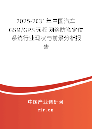 2025-2031年中國(guó)汽車GSM/GPS遠(yuǎn)程網(wǎng)絡(luò)防盜定位系統(tǒng)行業(yè)現(xiàn)狀與前景分析報(bào)告
