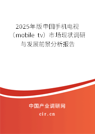 2025年版中國(guó)手機(jī)電視（mobile tv）市場(chǎng)現(xiàn)狀調(diào)研與發(fā)展前景分析報(bào)告