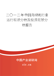 二〇一二年中國海綿刷行業(yè)運行現狀分析及投資前景分析報告