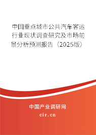 中國重點城市公共汽車客運行業(yè)現(xiàn)狀調(diào)查研究及市場前景分析預(yù)測報告（2025版）
