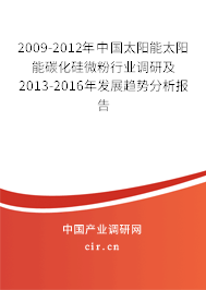 2009-2012年中國(guó)太陽(yáng)能太陽(yáng)能碳化硅微粉行業(yè)調(diào)研及2013-2016年發(fā)展趨勢(shì)分析報(bào)告