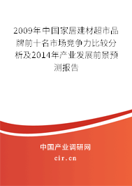 2009年中國家居建材超市品牌前十名市場競爭力比較分析及2014年產(chǎn)業(yè)發(fā)展前景預測報告